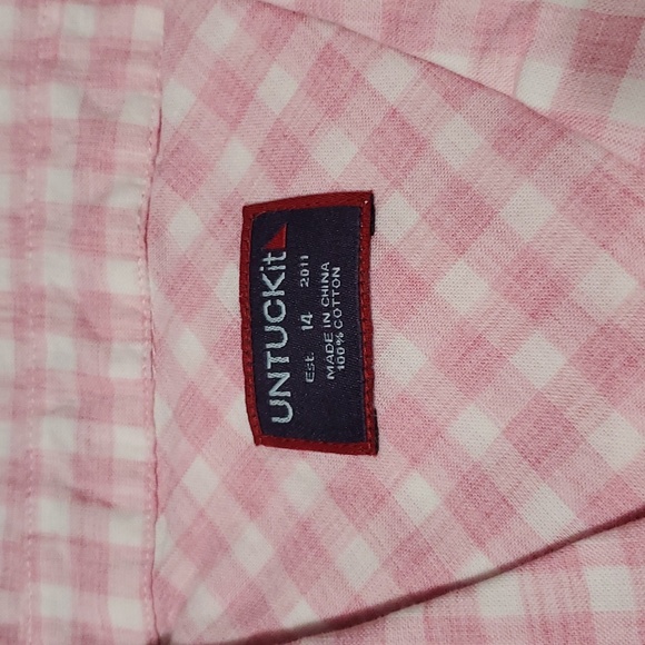 UNTUCKit Women's Calina Classic Pink/White Gigham Print Button Up Shirt Size 14 - Picture 5 of 12